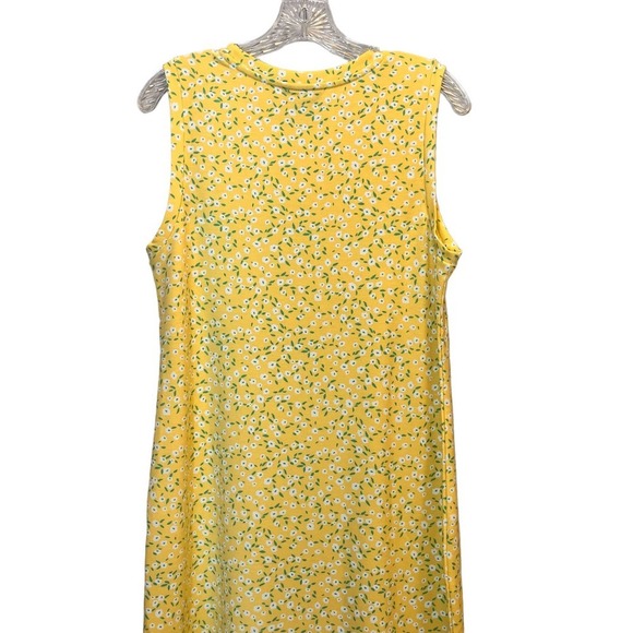 Bobeau Yellow Floral Double  Split Tank Midi Dress - Picture 5 of 9